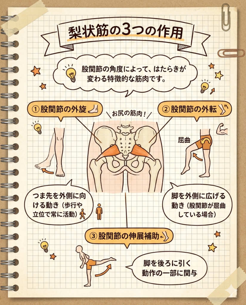 梨状筋が硬くなる2つのタイプ（内旋優位・外旋優位）の比較図