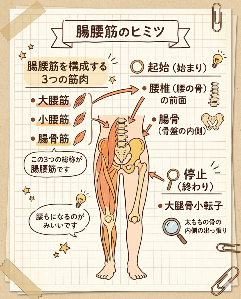 腸腰筋の解剖図