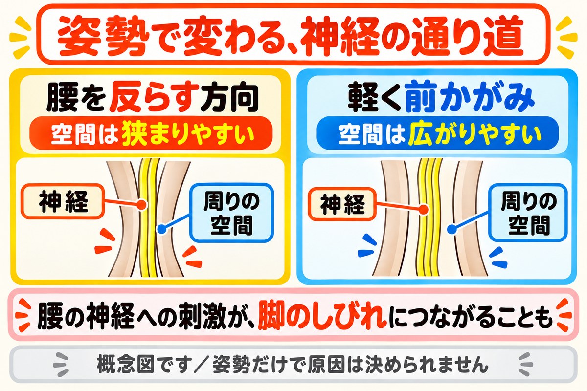 図1:姿勢で変わる、神経の通り道